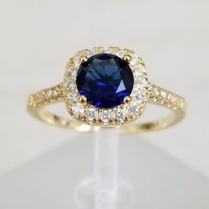 18k Over Sterling Sapphire Ring
